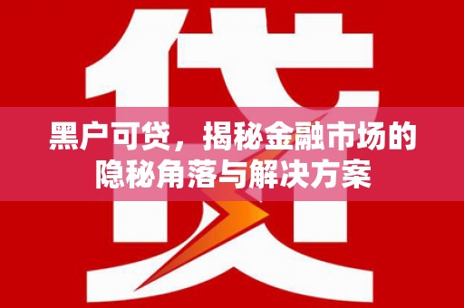 章丘黑户可贷，揭秘金融市场的隐秘角落与解决方案