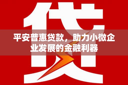 章丘平安普惠贷款，助力小微企业发展的金融利器