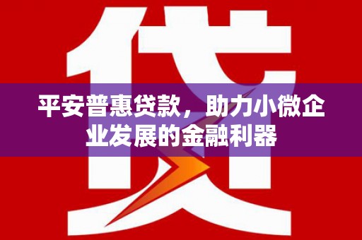 章丘平安普惠贷款，助力小微企业发展的金融利器