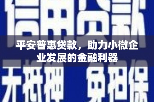 章丘平安普惠贷款，助力小微企业发展的金融利器
