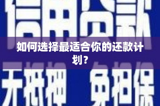 章丘如何选择最适合你的还款计划？